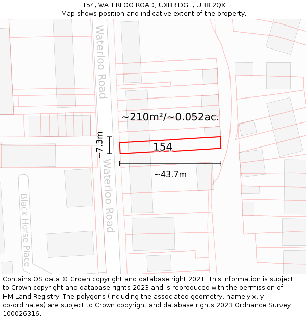 154, WATERLOO ROAD, UXBRIDGE, UB8 2QX: Plot and title map