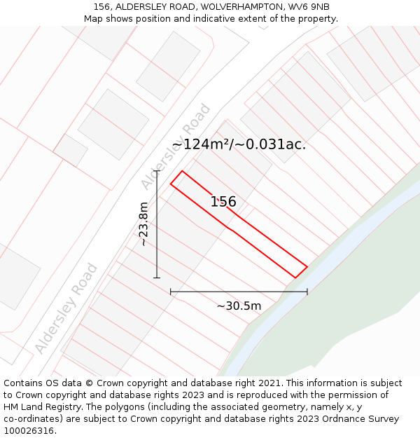 156, ALDERSLEY ROAD, WOLVERHAMPTON, WV6 9NB: Plot and title map