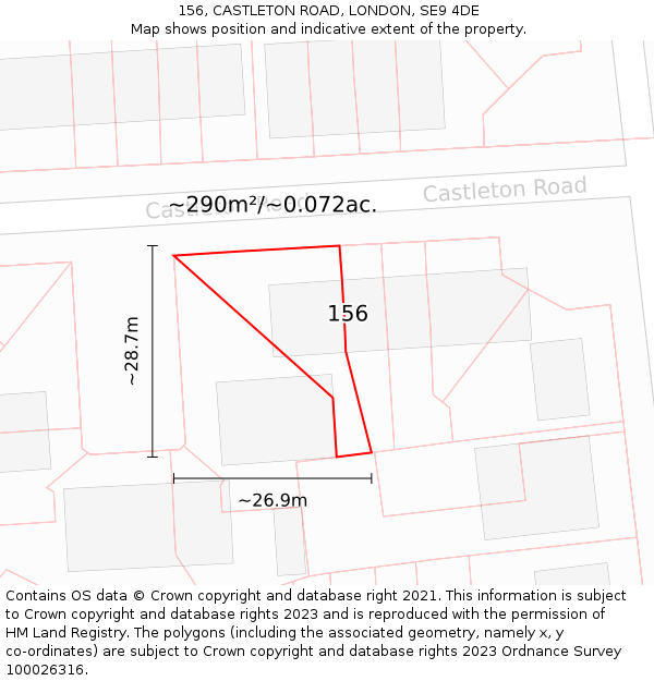 156, CASTLETON ROAD, LONDON, SE9 4DE: Plot and title map