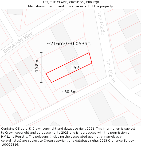 157, THE GLADE, CROYDON, CR0 7QR: Plot and title map