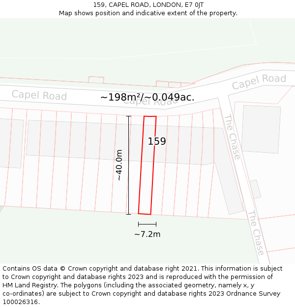 159, CAPEL ROAD, LONDON, E7 0JT: Plot and title map