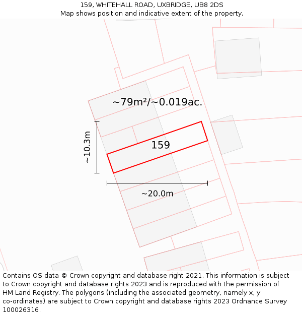 159, WHITEHALL ROAD, UXBRIDGE, UB8 2DS: Plot and title map