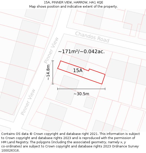 15A, PINNER VIEW, HARROW, HA1 4QE: Plot and title map