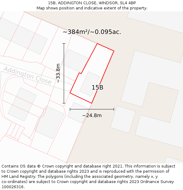 15B, ADDINGTON CLOSE, WINDSOR, SL4 4BP: Plot and title map