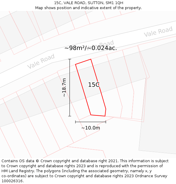 15C, VALE ROAD, SUTTON, SM1 1QH: Plot and title map