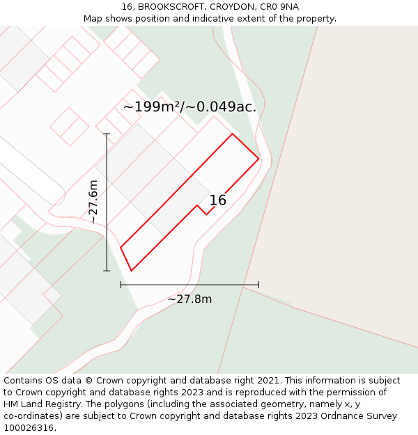 16, BROOKSCROFT, CROYDON, CR0 9NA: Plot and title map
