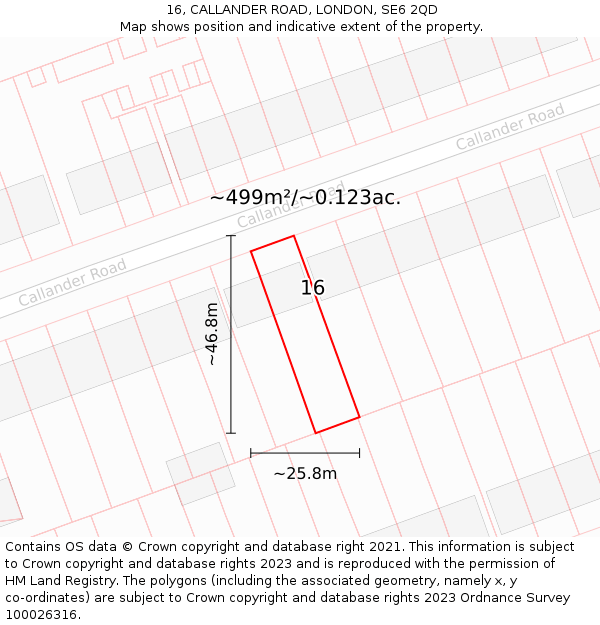 16, CALLANDER ROAD, LONDON, SE6 2QD: Plot and title map