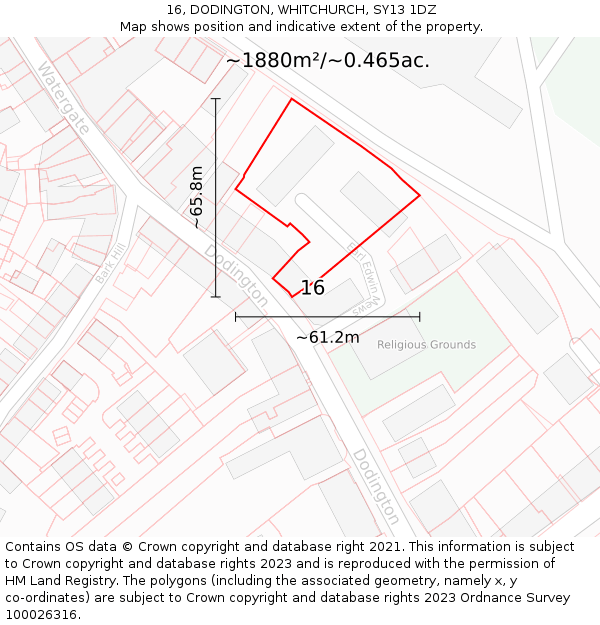 16, DODINGTON, WHITCHURCH, SY13 1DZ: Plot and title map