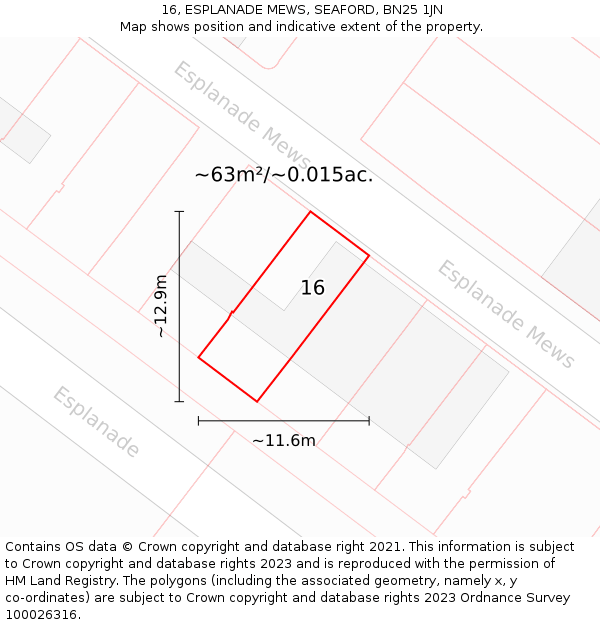 16, ESPLANADE MEWS, SEAFORD, BN25 1JN: Plot and title map