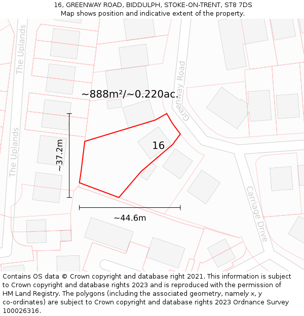 16, GREENWAY ROAD, BIDDULPH, STOKE-ON-TRENT, ST8 7DS: Plot and title map