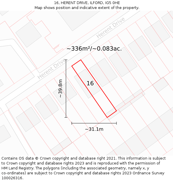 16, HERENT DRIVE, ILFORD, IG5 0HE: Plot and title map