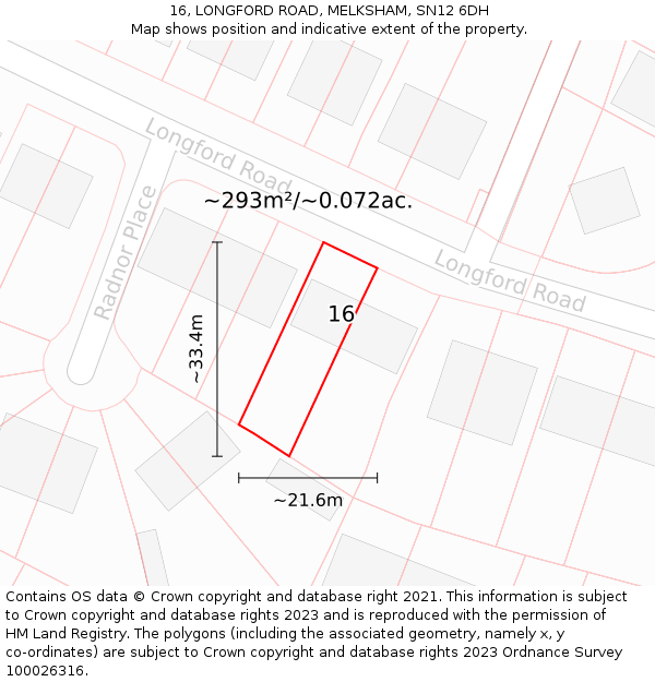 16, LONGFORD ROAD, MELKSHAM, SN12 6DH: Plot and title map