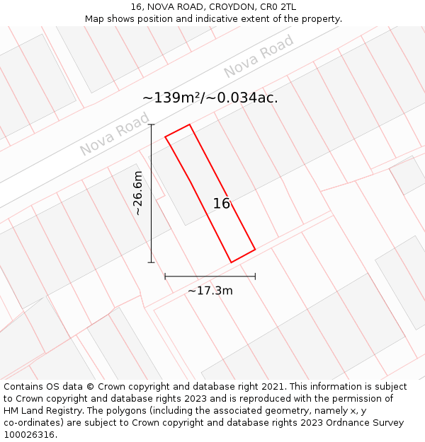 16, NOVA ROAD, CROYDON, CR0 2TL: Plot and title map