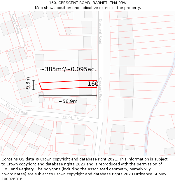160, CRESCENT ROAD, BARNET, EN4 9RW: Plot and title map