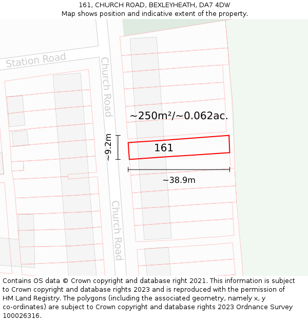 161, CHURCH ROAD, BEXLEYHEATH, DA7 4DW: Plot and title map