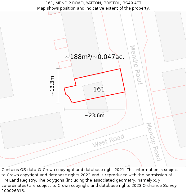 161, MENDIP ROAD, YATTON, BRISTOL, BS49 4ET: Plot and title map