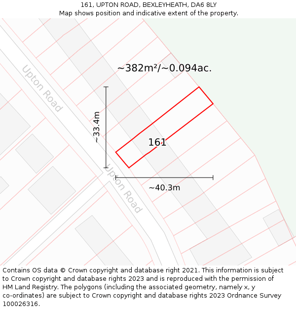 161, UPTON ROAD, BEXLEYHEATH, DA6 8LY: Plot and title map
