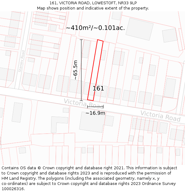 161, VICTORIA ROAD, LOWESTOFT, NR33 9LP: Plot and title map