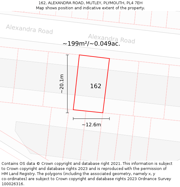 162, ALEXANDRA ROAD, MUTLEY, PLYMOUTH, PL4 7EH: Plot and title map