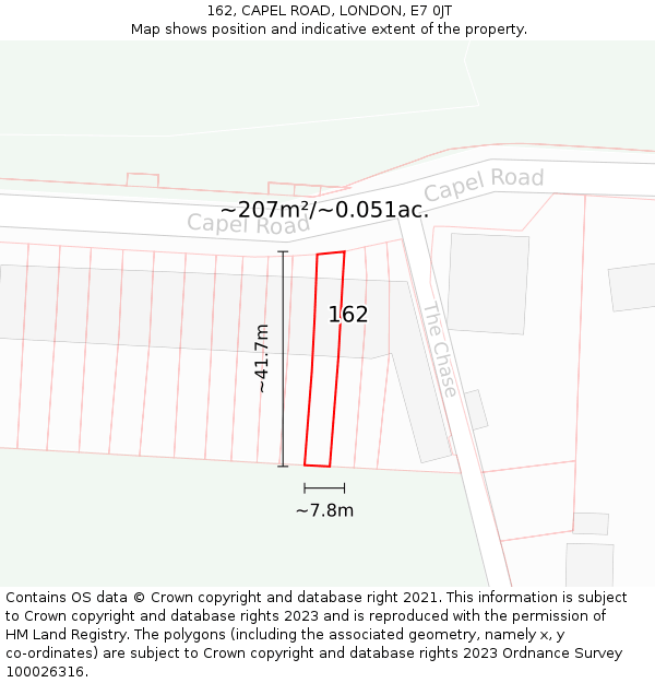 162, CAPEL ROAD, LONDON, E7 0JT: Plot and title map