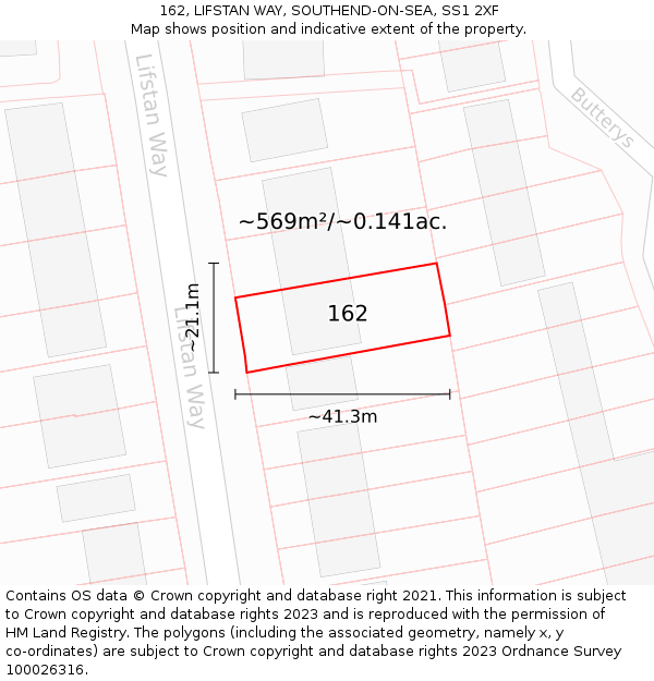162, LIFSTAN WAY, SOUTHEND-ON-SEA, SS1 2XF: Plot and title map