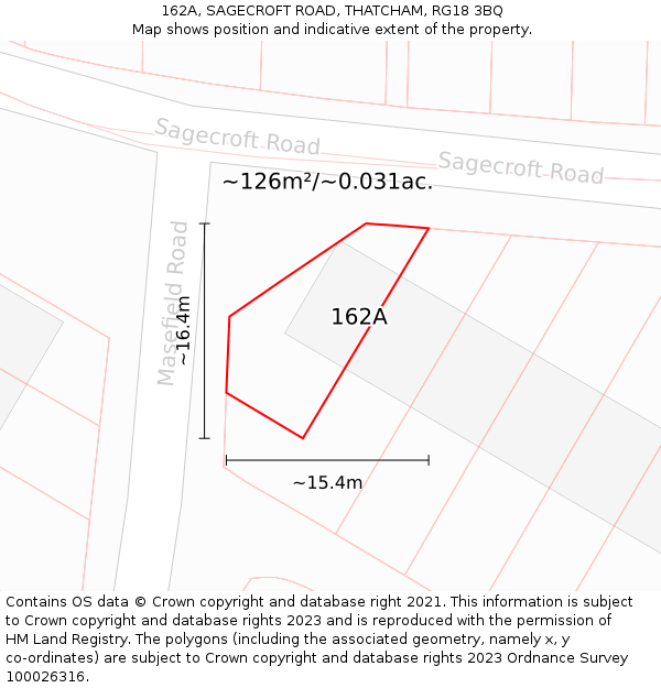 162A, SAGECROFT ROAD, THATCHAM, RG18 3BQ: Plot and title map