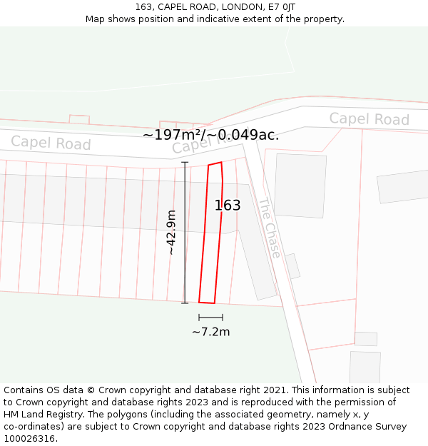 163, CAPEL ROAD, LONDON, E7 0JT: Plot and title map