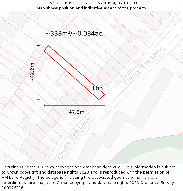 163, CHERRY TREE LANE, RAINHAM, RM13 8TU: Plot and title map