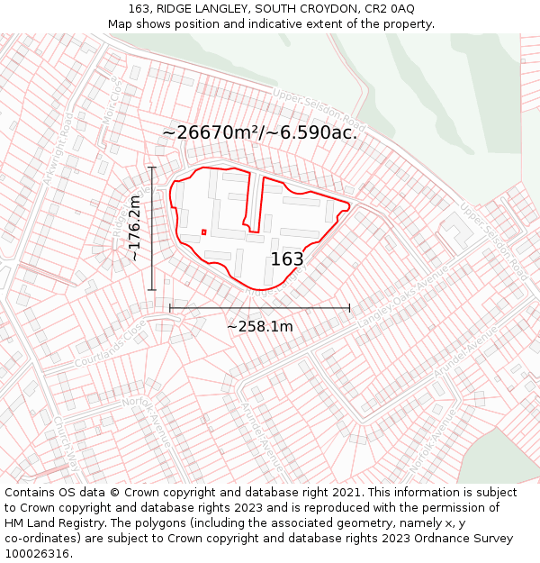 163, RIDGE LANGLEY, SOUTH CROYDON, CR2 0AQ: Plot and title map
