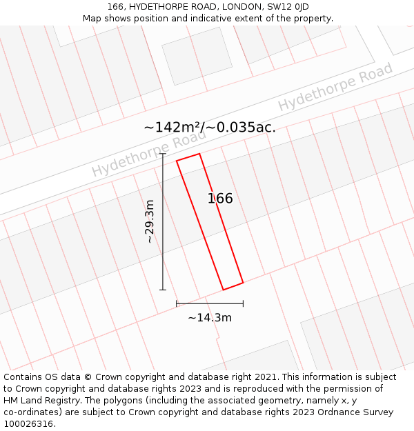166, HYDETHORPE ROAD, LONDON, SW12 0JD: Plot and title map