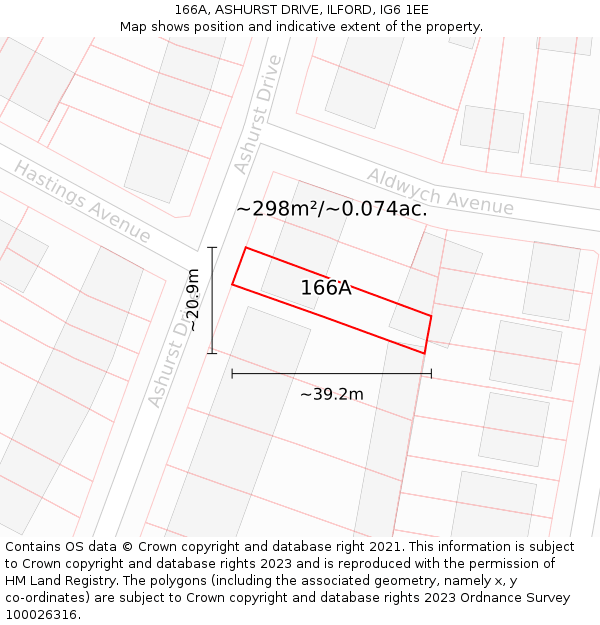 166A, ASHURST DRIVE, ILFORD, IG6 1EE: Plot and title map