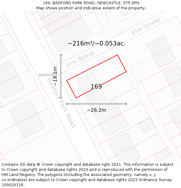 169, BASFORD PARK ROAD, NEWCASTLE, ST5 0PN: Plot and title map