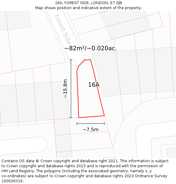 16A, FOREST SIDE, LONDON, E7 0JB: Plot and title map