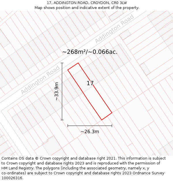 17, ADDINGTON ROAD, CROYDON, CR0 3LW: Plot and title map