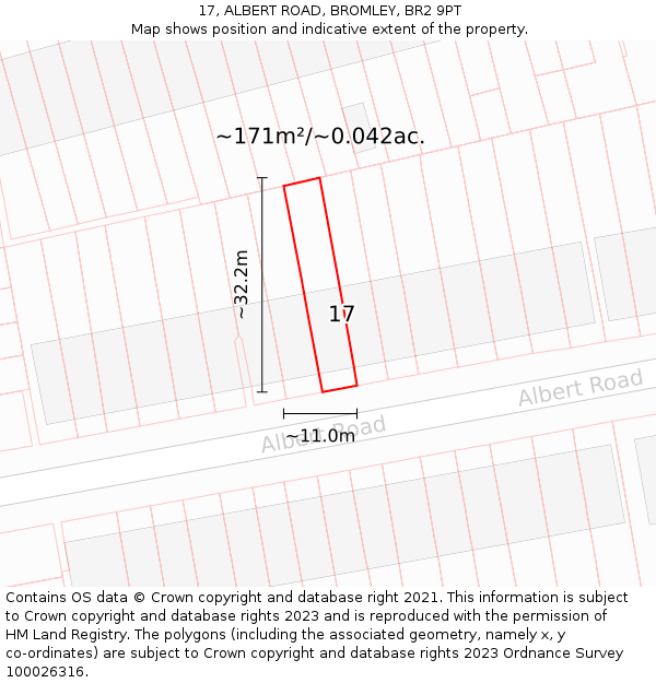 17, ALBERT ROAD, BROMLEY, BR2 9PT: Plot and title map