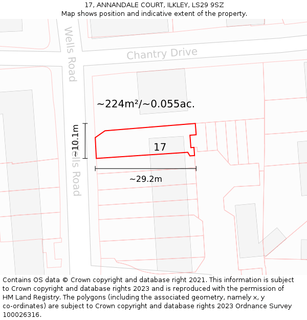 17, ANNANDALE COURT, ILKLEY, LS29 9SZ: Plot and title map