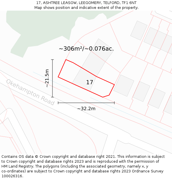 17, ASHTREE LEASOW, LEEGOMERY, TELFORD, TF1 6NT: Plot and title map