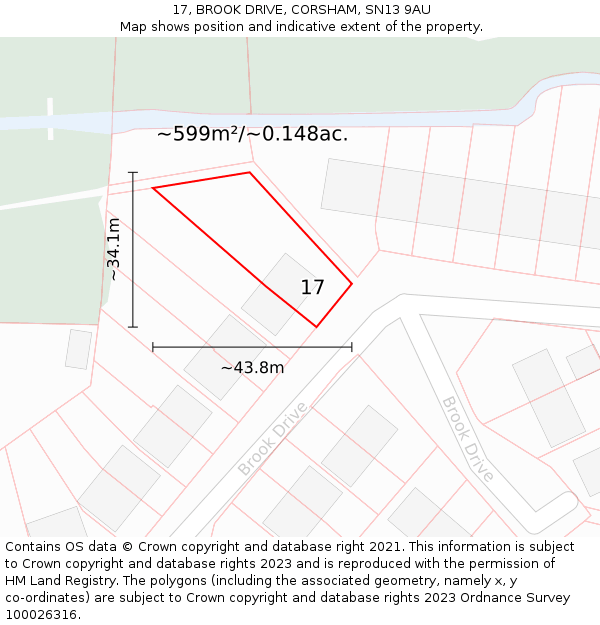 17, BROOK DRIVE, CORSHAM, SN13 9AU: Plot and title map