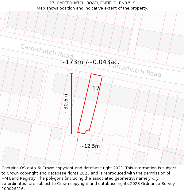 17, CARTERHATCH ROAD, ENFIELD, EN3 5LS: Plot and title map