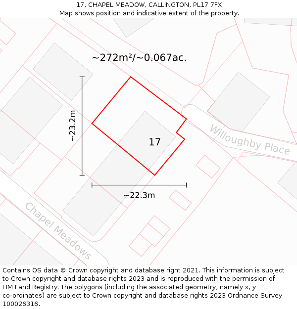 17, CHAPEL MEADOW, CALLINGTON, PL17 7FX: Plot and title map
