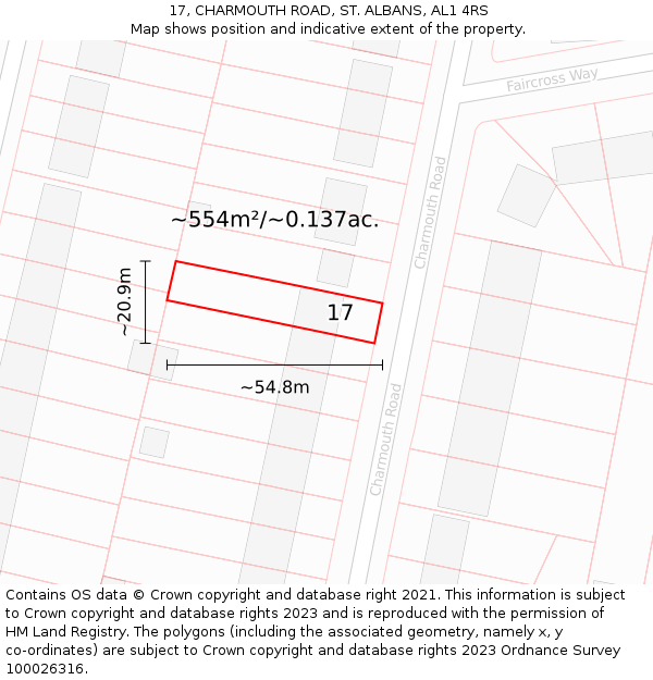 17, CHARMOUTH ROAD, ST. ALBANS, AL1 4RS: Plot and title map