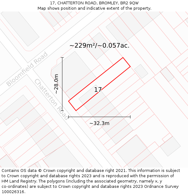 17, CHATTERTON ROAD, BROMLEY, BR2 9QW: Plot and title map