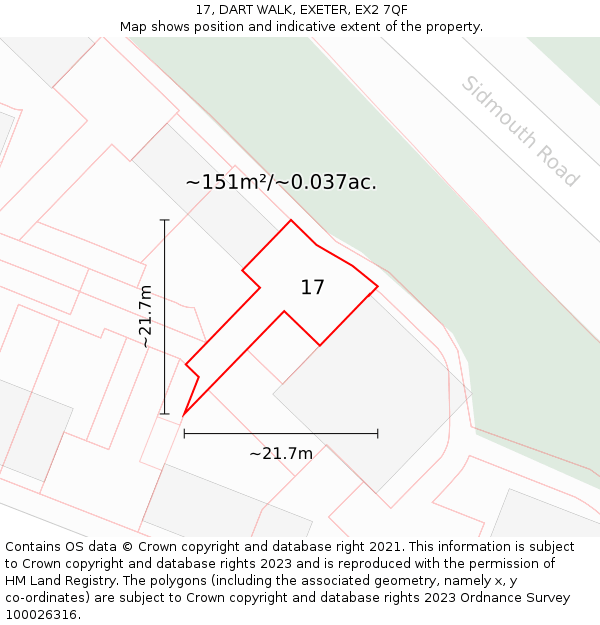 17, DART WALK, EXETER, EX2 7QF: Plot and title map
