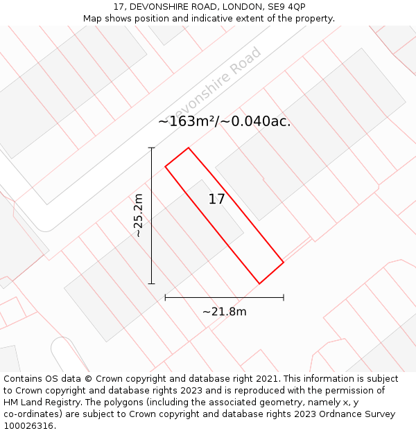 17, DEVONSHIRE ROAD, LONDON, SE9 4QP: Plot and title map