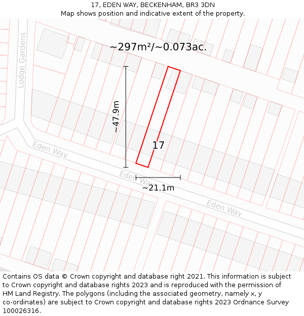 17, EDEN WAY, BECKENHAM, BR3 3DN: Plot and title map