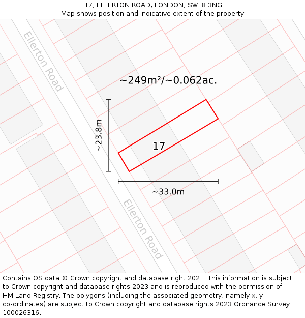 17, ELLERTON ROAD, LONDON, SW18 3NG: Plot and title map
