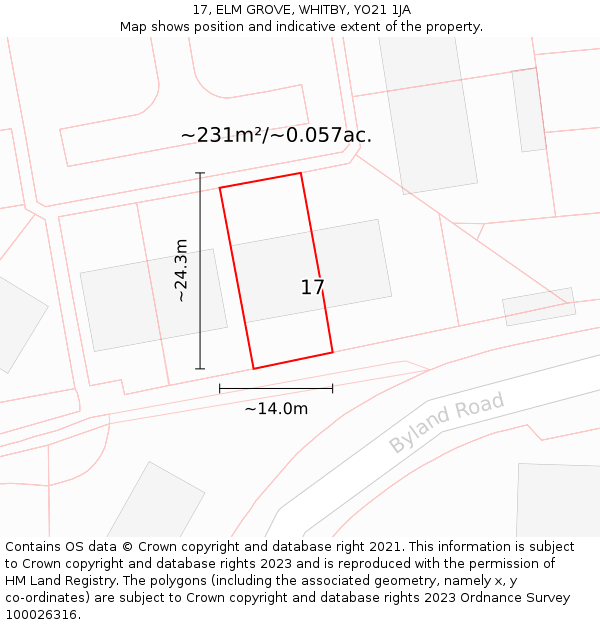 17, ELM GROVE, WHITBY, YO21 1JA: Plot and title map