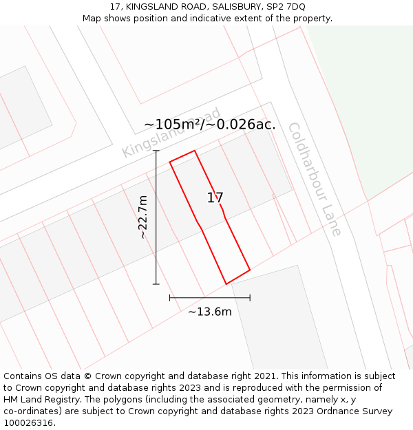 17, KINGSLAND ROAD, SALISBURY, SP2 7DQ: Plot and title map
