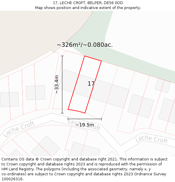 17, LECHE CROFT, BELPER, DE56 0DD: Plot and title map