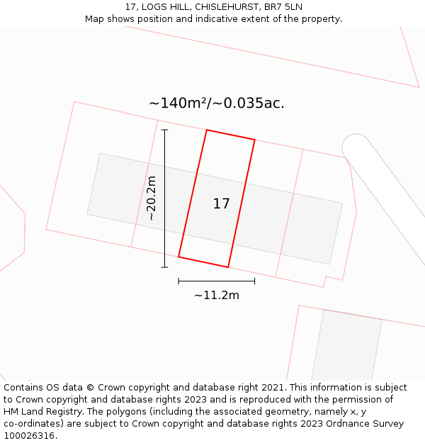 17, LOGS HILL, CHISLEHURST, BR7 5LN: Plot and title map